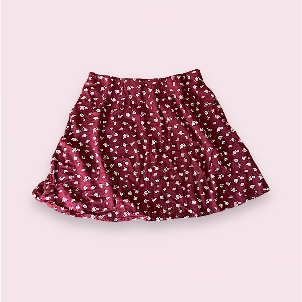 hollister maroon skirt with floral print